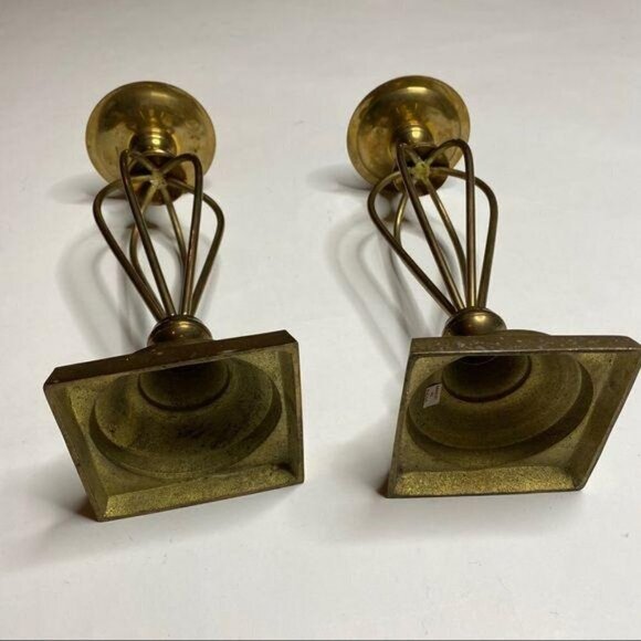 Vintage Brass India Candle Holders Metal Pedestal - Picture 5 of 8